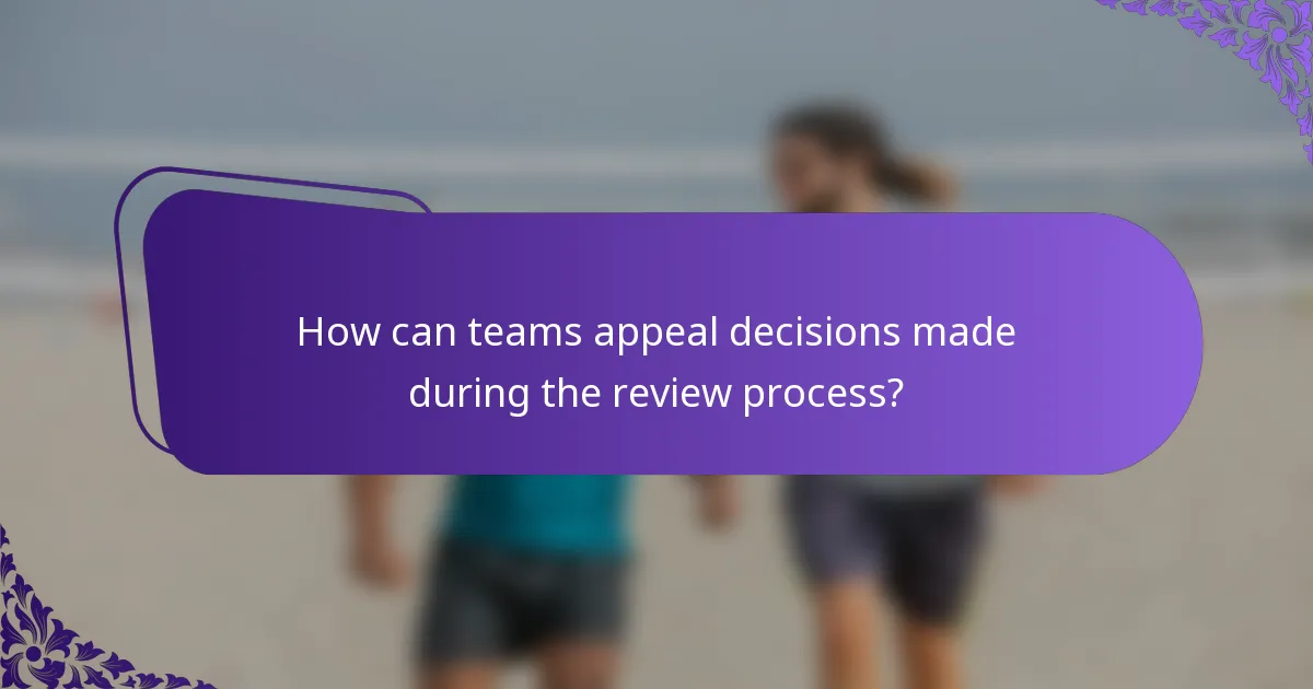 How can teams appeal decisions made during the review process?