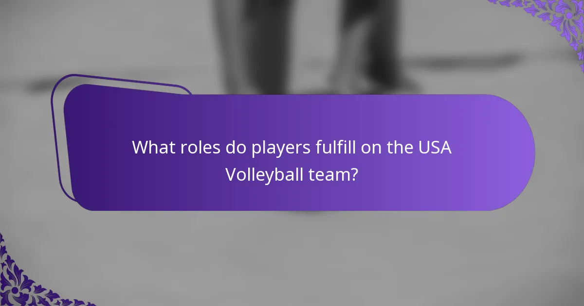 What roles do players fulfill on the USA Volleyball team?